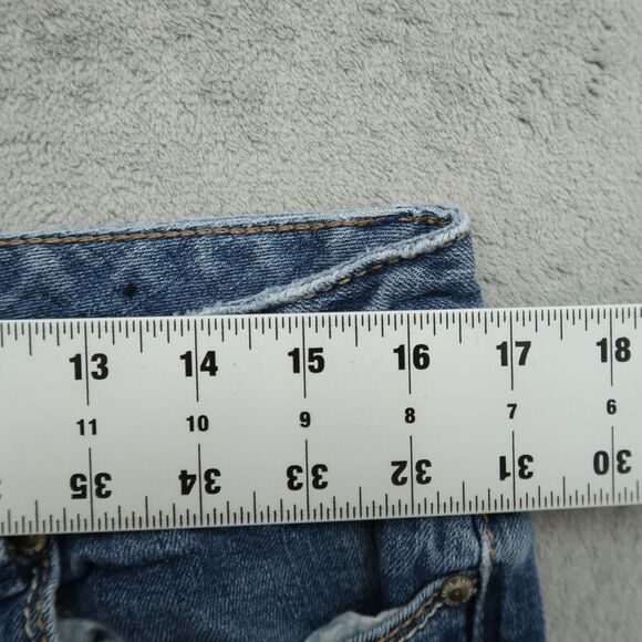 Ariya Jeans Womens Size 13/14 Blue Low-Rise Straight Denim 27.5"Inseam Destroyed - Picture 3 of 14